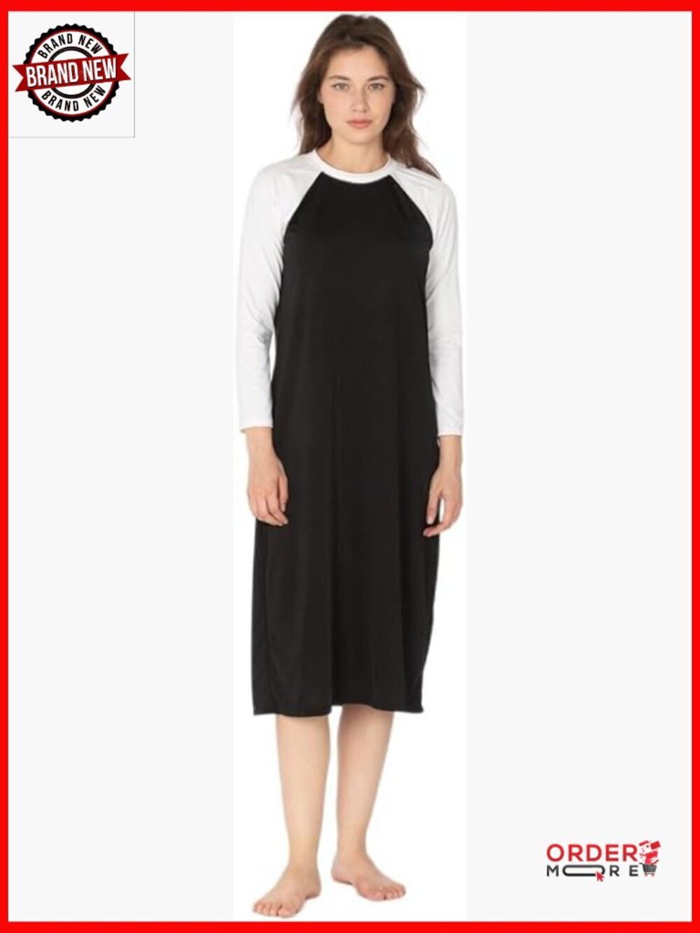 Women's UPF 50+ Sun Protection Swim Dress with 3/4 Sleeves